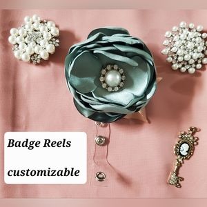 Satin handmade flower badge reel